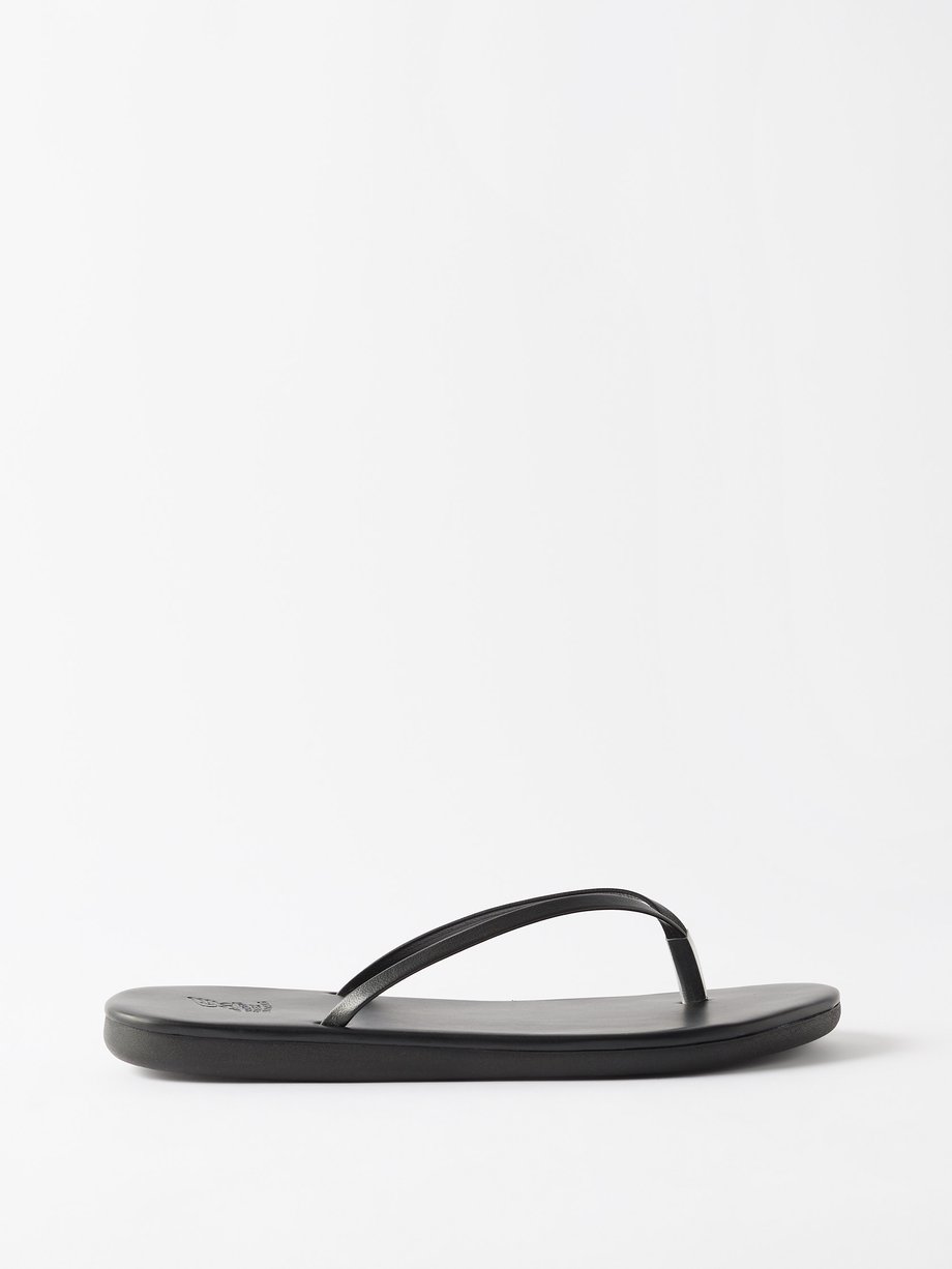 Black Saionara leather flip flops | Ancient Greek Sandals | MATCHES UK