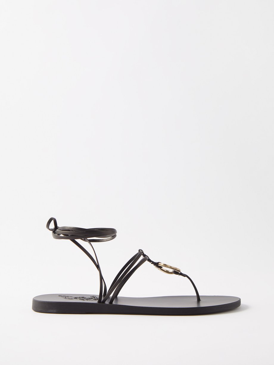 Black Hephaestus wraparound leather sandals | Ancient Greek Sandals ...