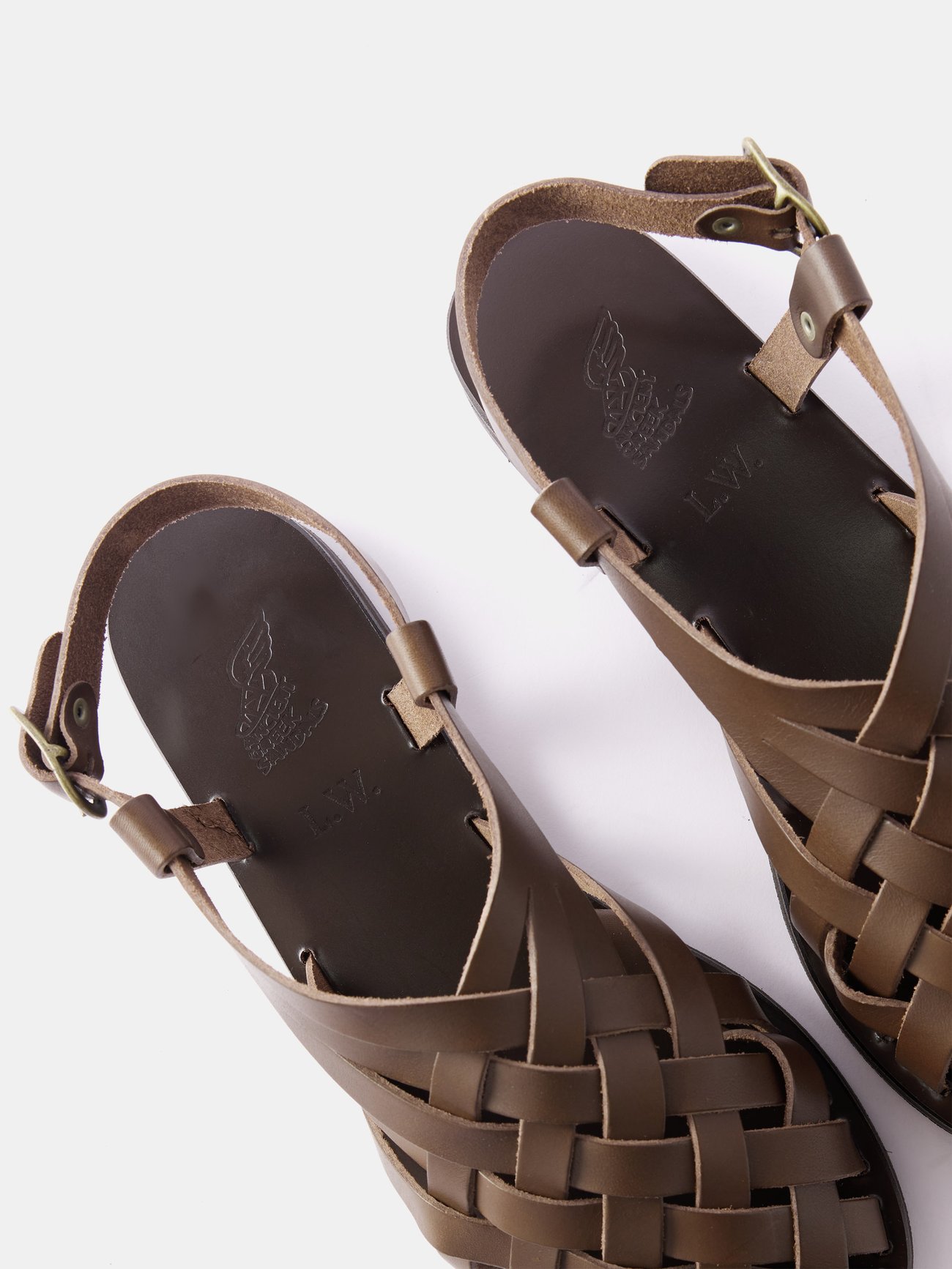 Brown X Lucy Williams woven leather sandals Ancient Greek