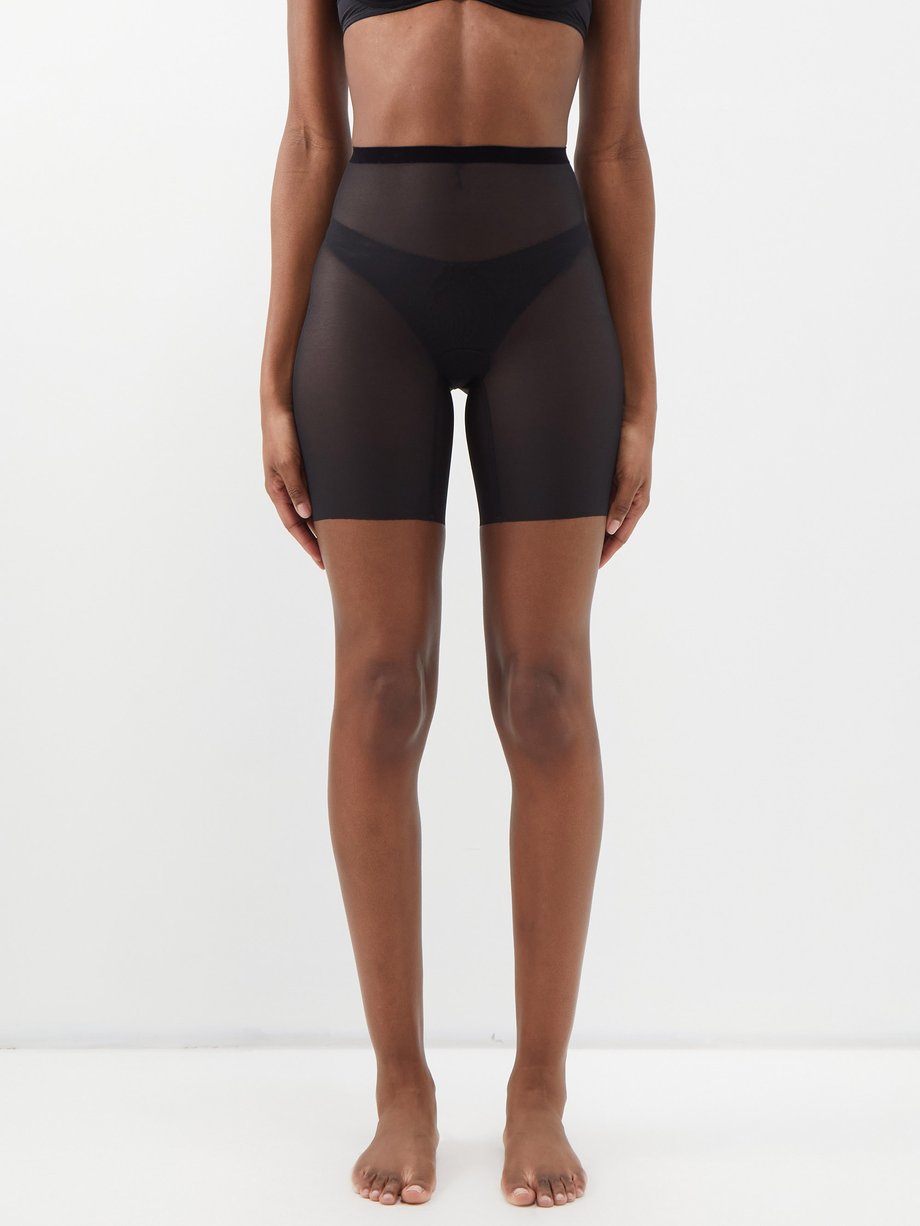 Black Control tulle shorts, Wolford