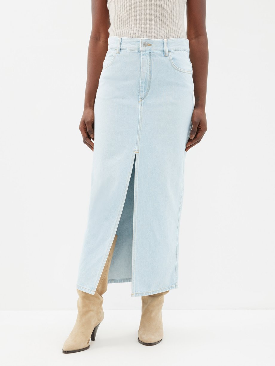 Blue Vinea front-slit denim skirt | Isabel Marant | MATCHES UK