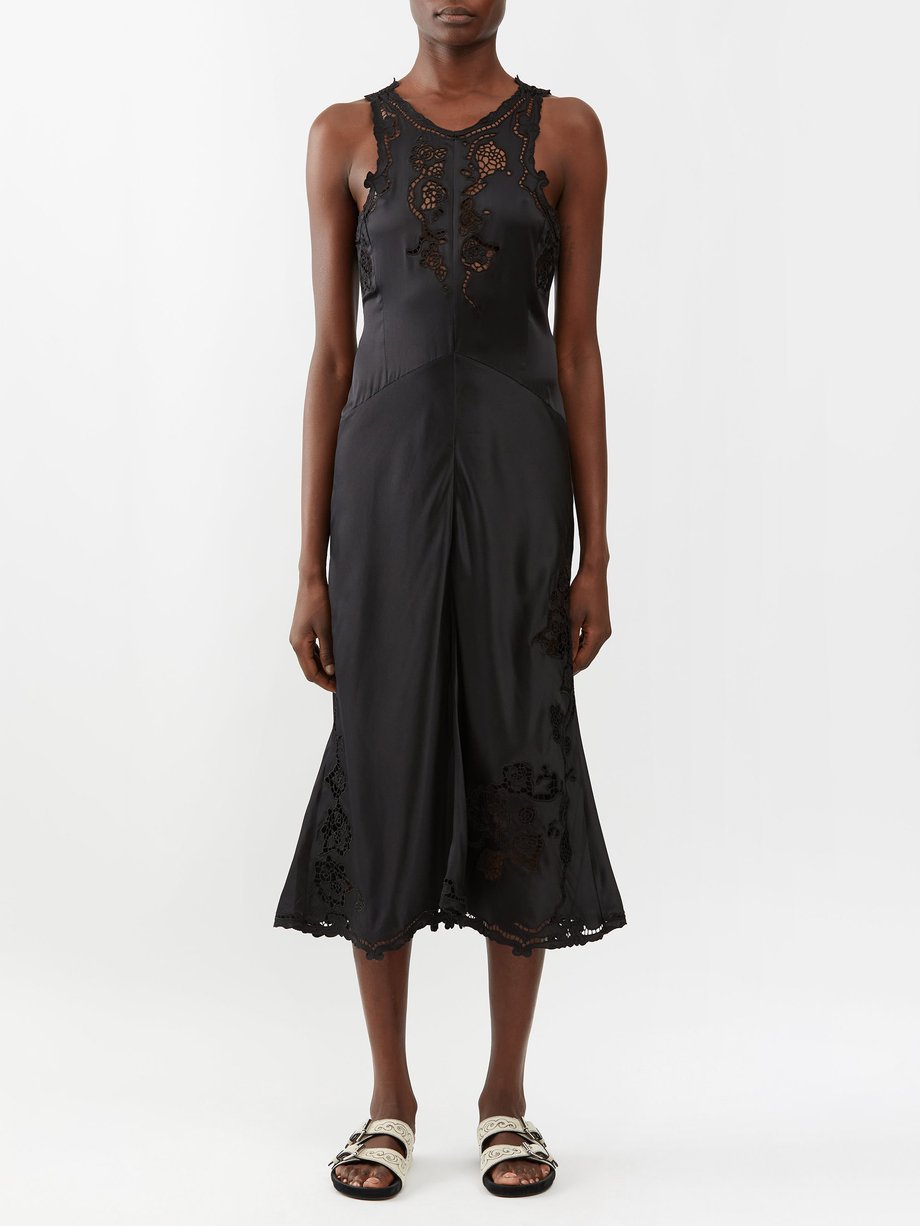 Credential Ristede billedtekst Black Jadel lace-panel silk-blend midi dress | Isabel Marant |  MATCHESFASHION US