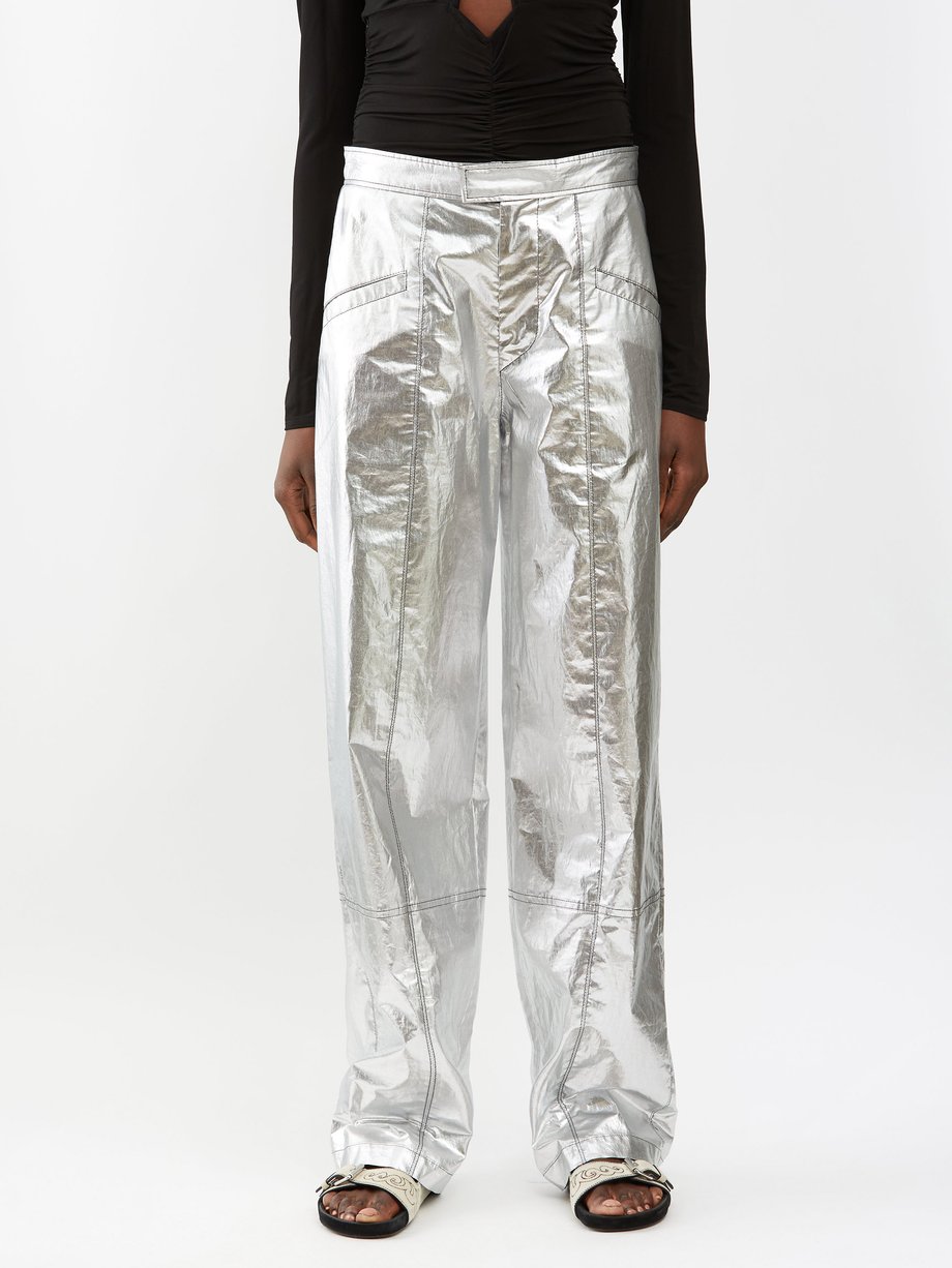 Silver Anea metallic cotton-blend canvas trousers | Isabel Marant ...