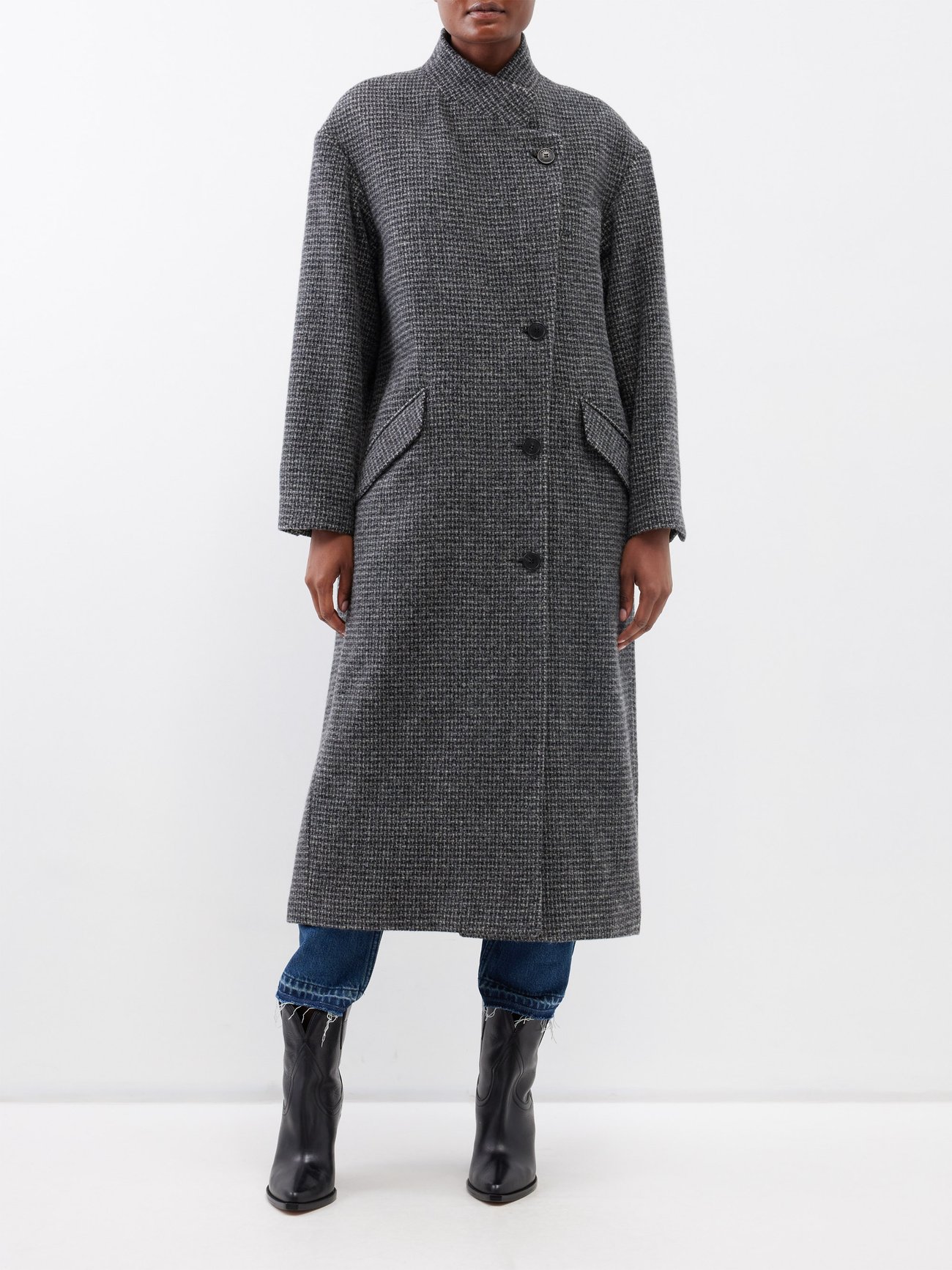 Grey Sabine double-breasted wool tweed coat | Marant Etoile ...
