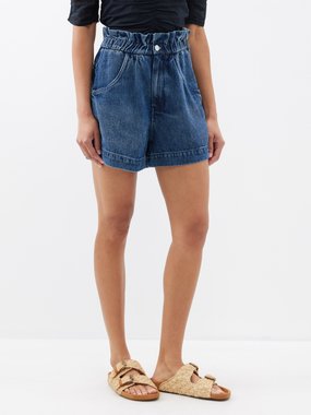 Marant Etoile Titea paperbag-waist chambray shorts