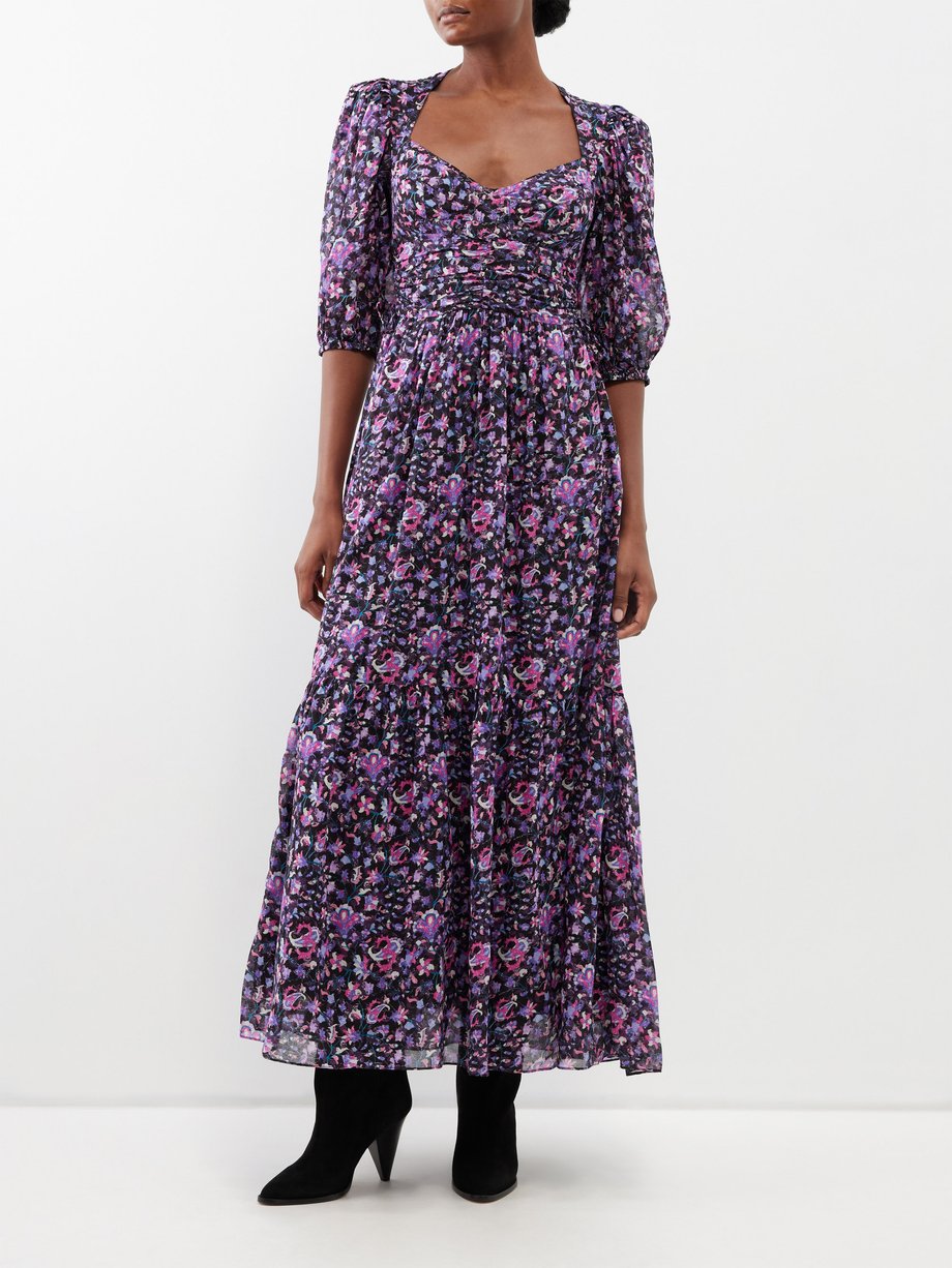 Navy Leonzia floral-print cotton midi dress | Marant Etoile | MATCHES UK