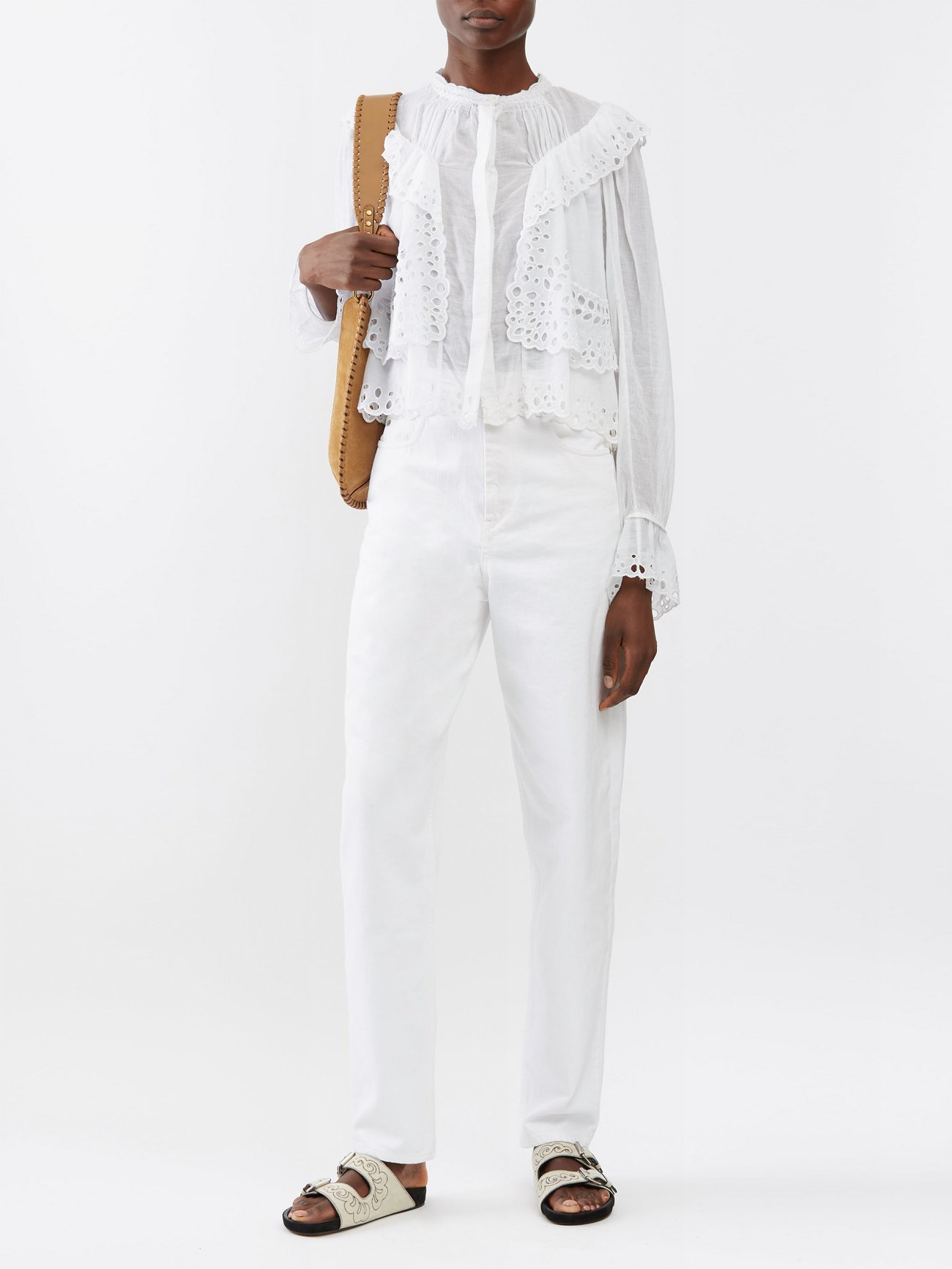 White Kelmon broderie-anglaise MATCHES UK cotton-voile Marant Etoile | | blouse