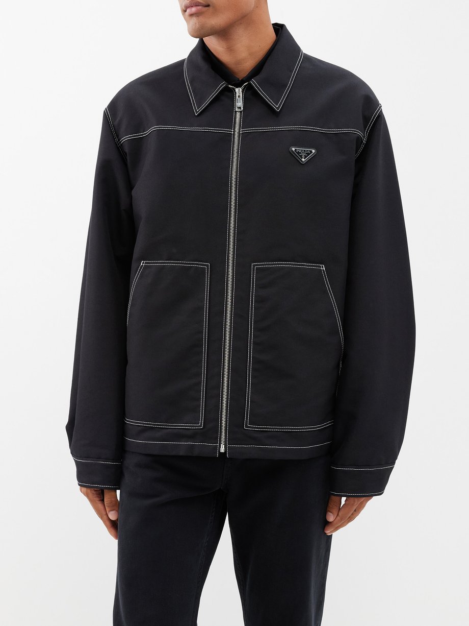 Black Logo-plaque ReNylon-blend canvas jacket | Prada | MATCHES UK