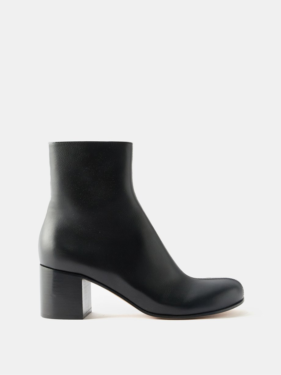 Black Terra round-toe zipped leather boots | LOEWE | MATCHES UK