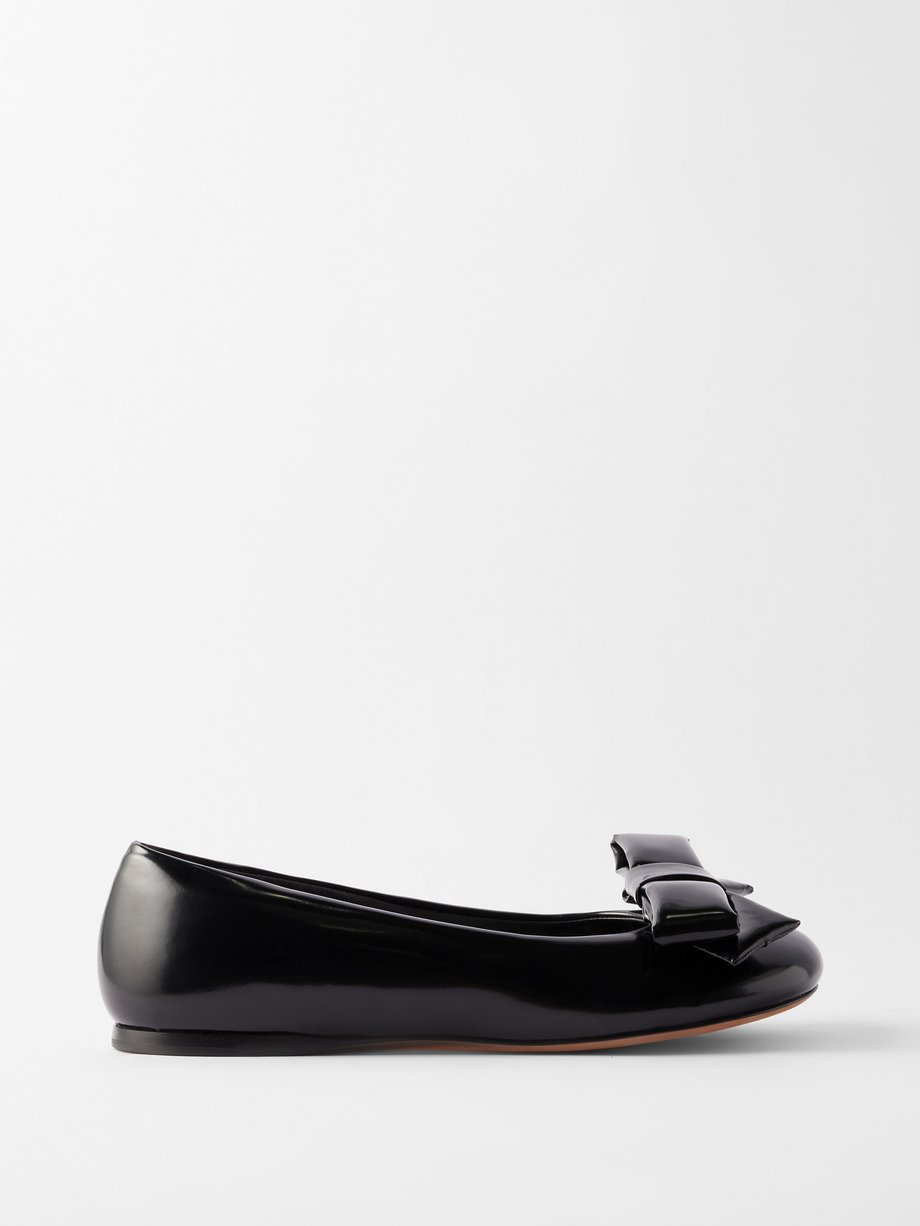 Black Bow padded-leather ballet flats | LOEWE | MATCHES US