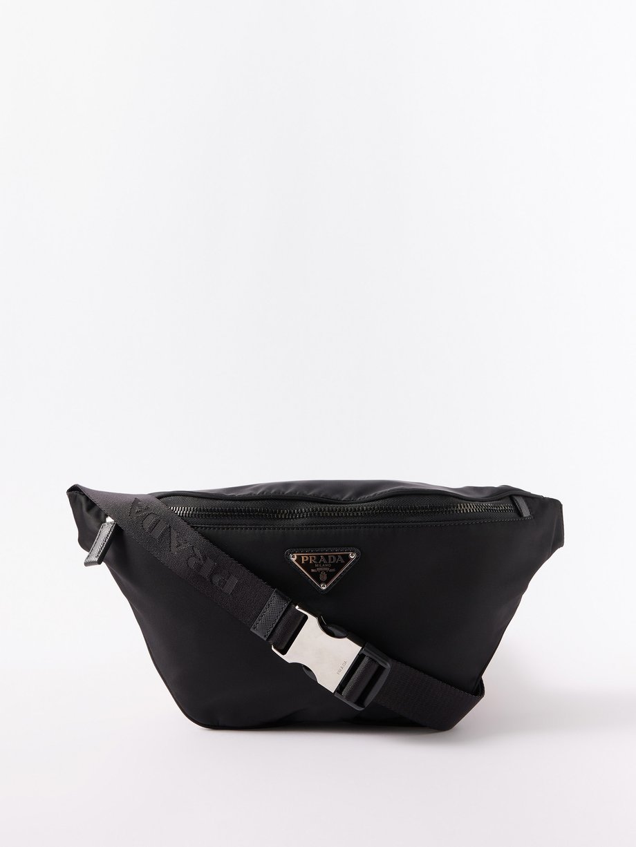 Black Triangle-plaque recycled-fibre belt bag, Prada
