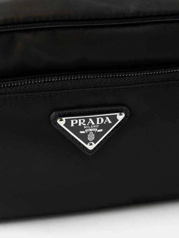 Prada Triangle logo-plaque leather-trim washbag