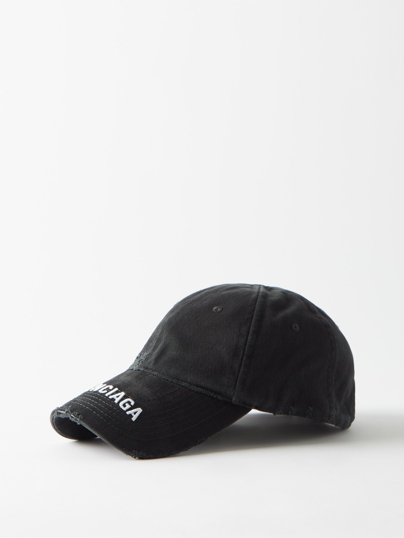 Logo-embroidered distressed cotton baseball cap