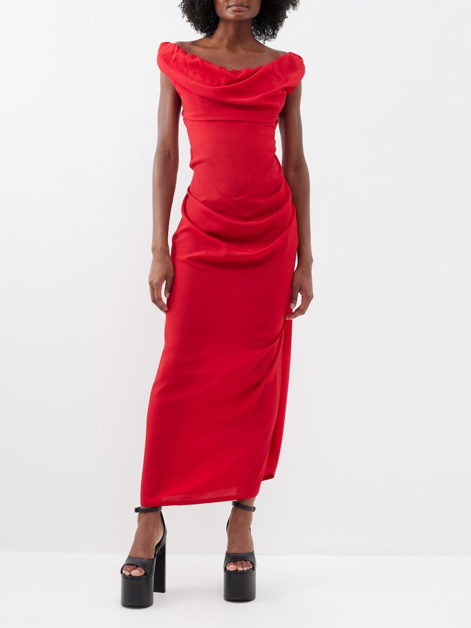 Red Ginnie draped recycled-crepe dress | Vivienne Westwood | MATCHES UK