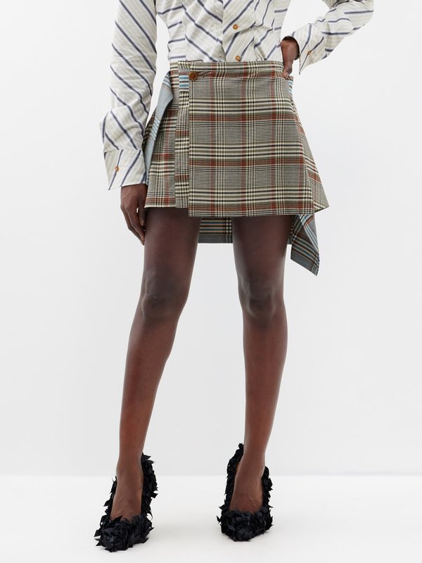 Vivienne Westwood Meghan pleated checked-tweed mini skirt