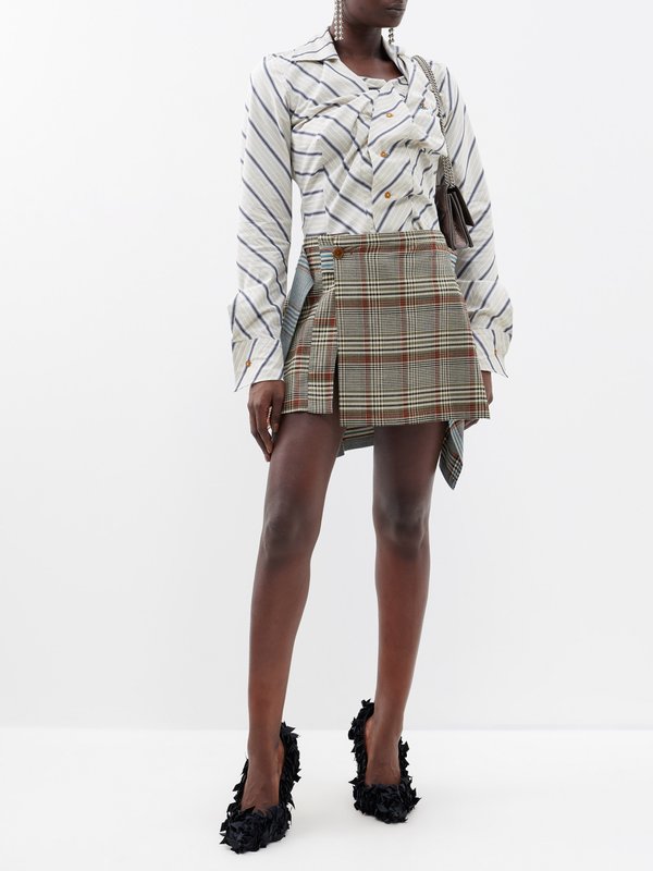 Vivienne Westwood Meghan pleated checked-tweed mini skirt