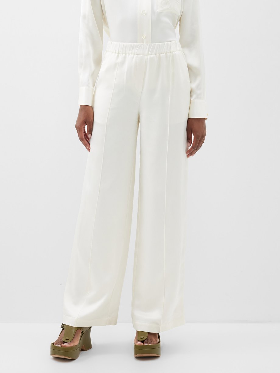 White Pyjama-style silk blend trousers | LOEWE | MATCHES UK