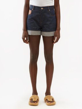 Loewe - Wide-Leg Leather-Trimmed Logo-Jacquard Bermuda Shorts