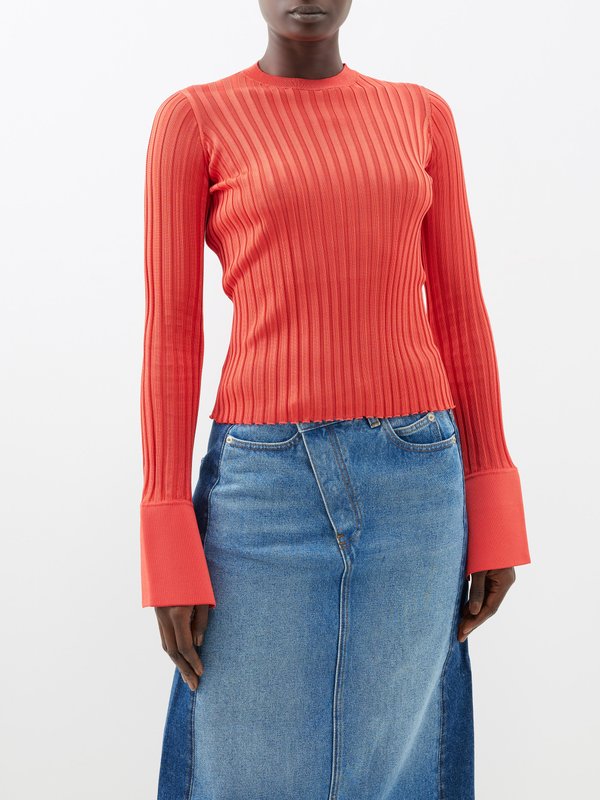 LOEWE Exaggerated-cuff ribbed-knit sweater