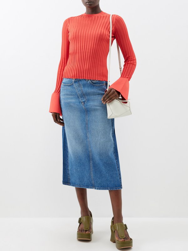 LOEWE Exaggerated-cuff ribbed-knit sweater