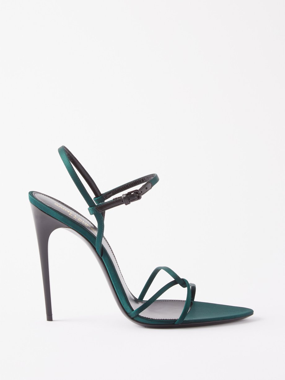 Green Clara 110 satin sandals | Saint Laurent | MATCHES UK