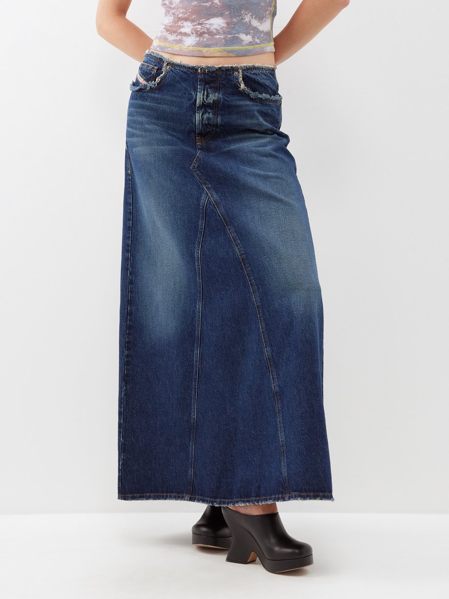 Blue Pago frayed-edge denim maxi skirt | Diesel | MATCHESFASHION US