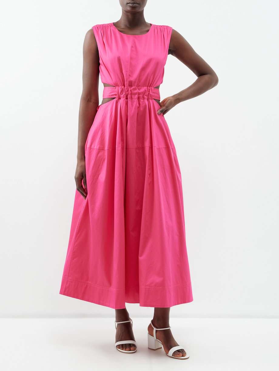 Pink Zorina back-tie cotton midi dress | Aje | MATCHES UK
