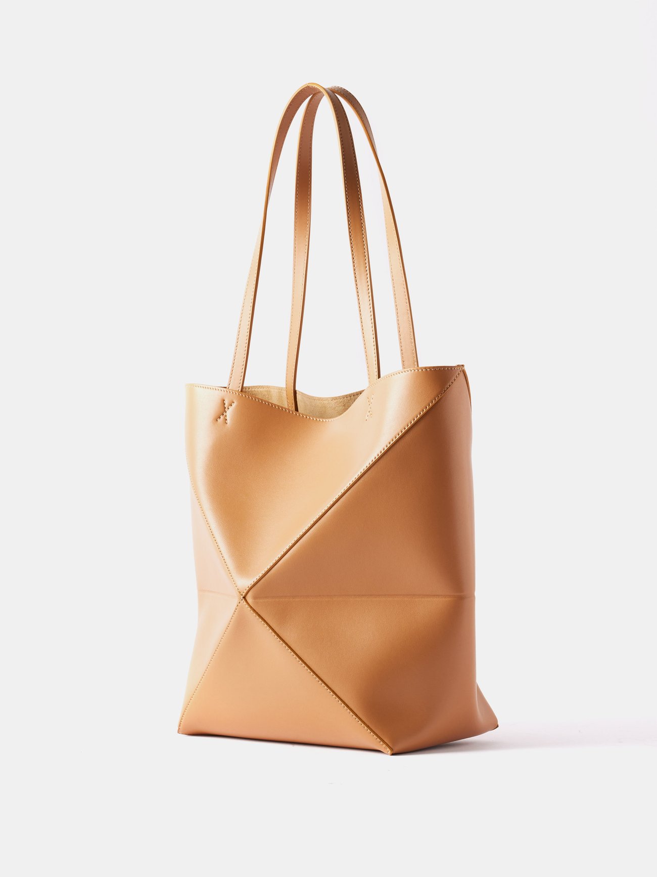 Puzzle Fold Mini Leather Tote Bag in Brown - Loewe