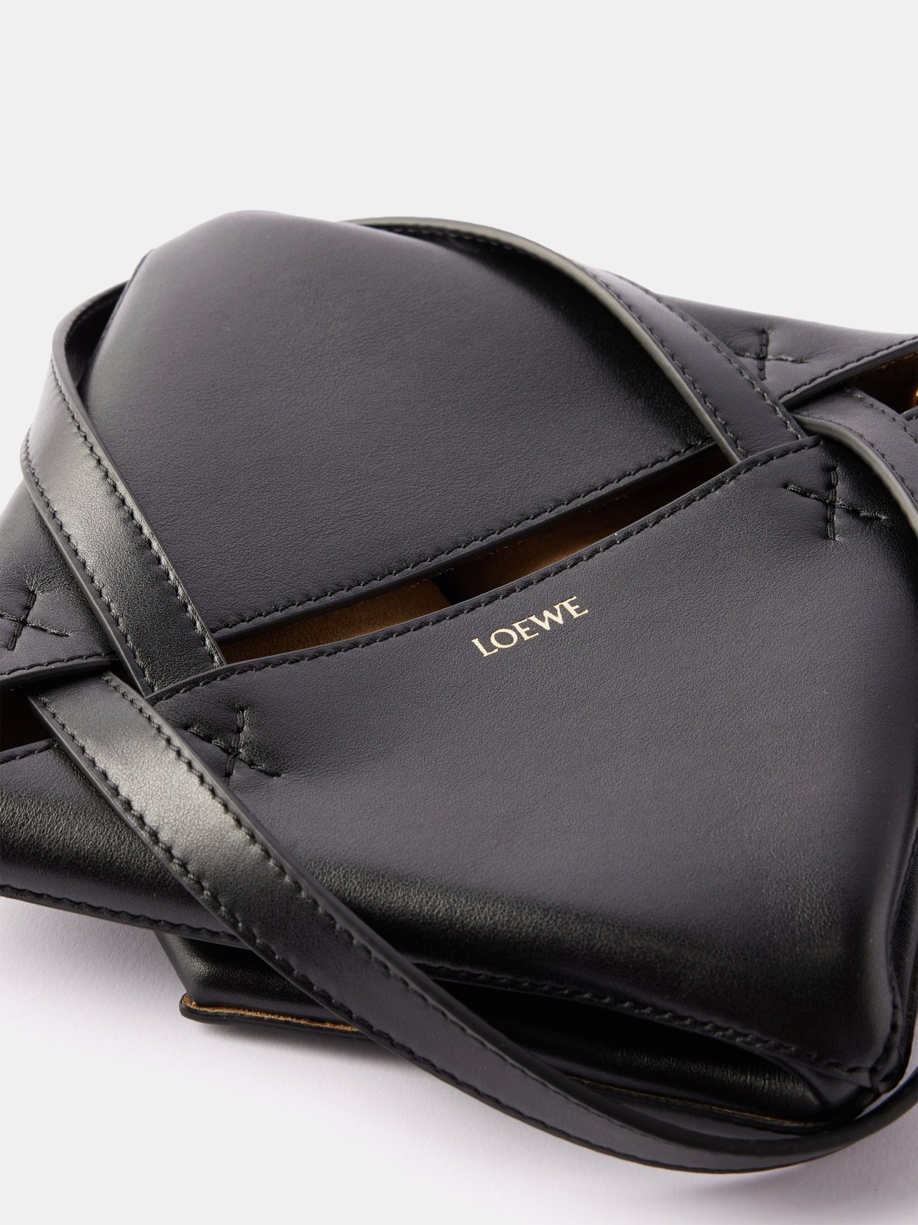 Black Puzzle Fold mini leather tote bag, LOEWE