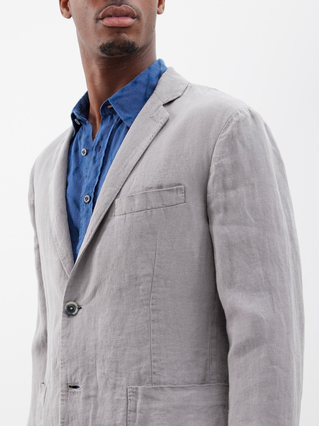 Steel Grey Linen Jacket Short Paolo - Linen jackets - LinenMe