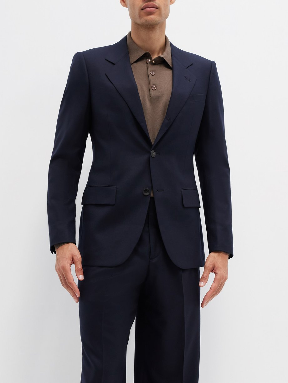 Navy Single-breasted wool suit | Giorgio Armani | MATCHES UK