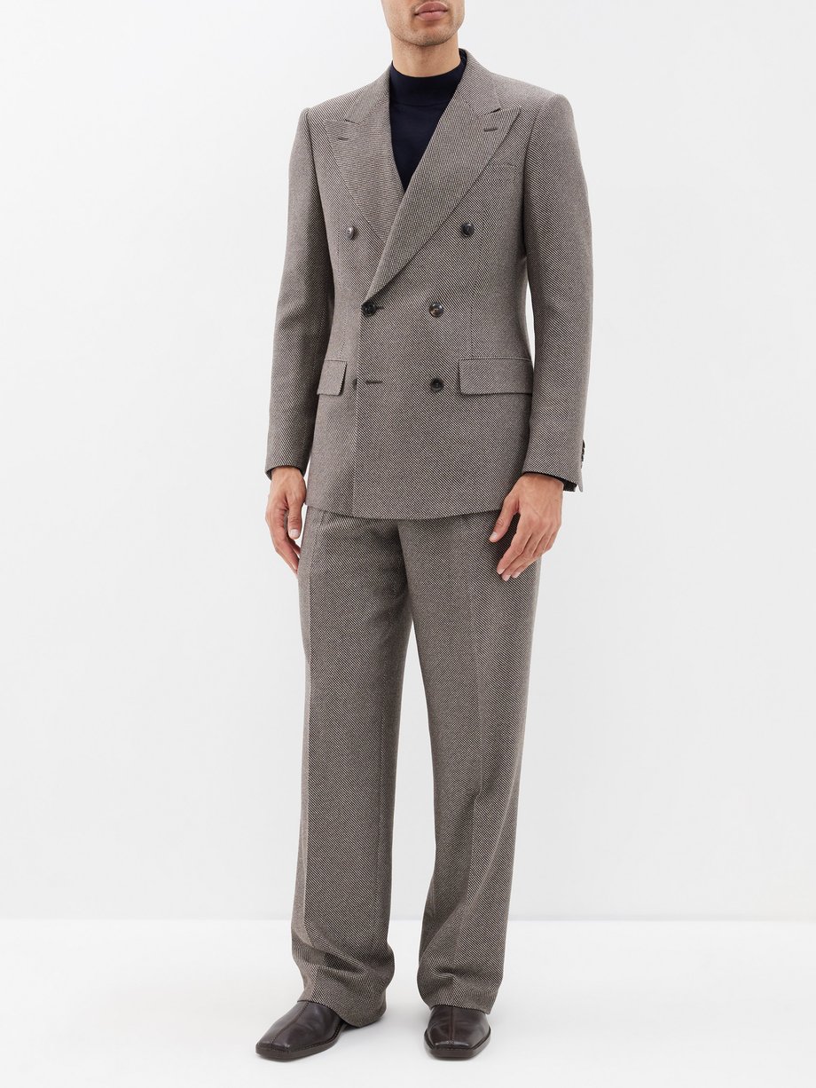 Brown Double-breasted cashmere-blend suit | Giorgio Armani ...