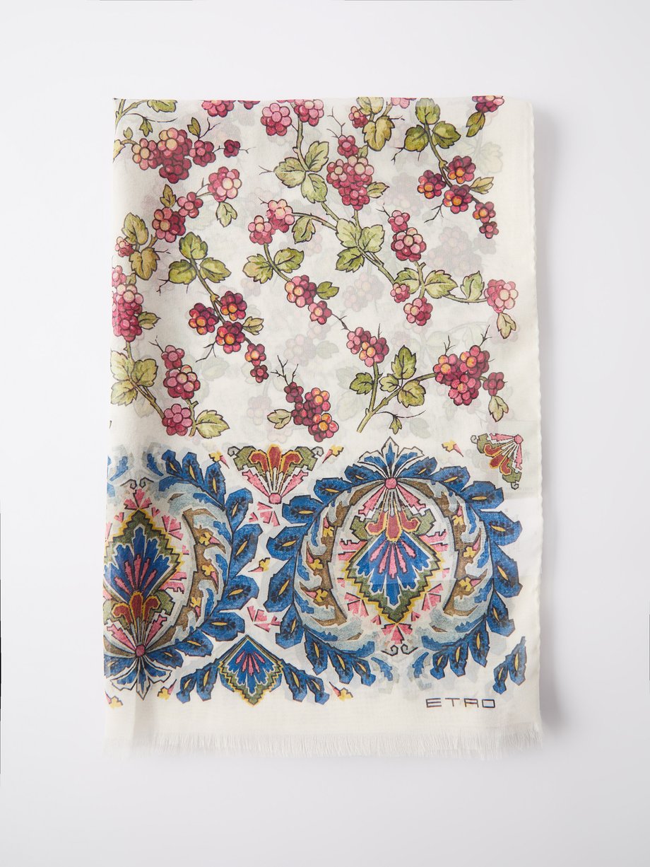 White Berry-print silk scarf | Etro | MATCHES UK