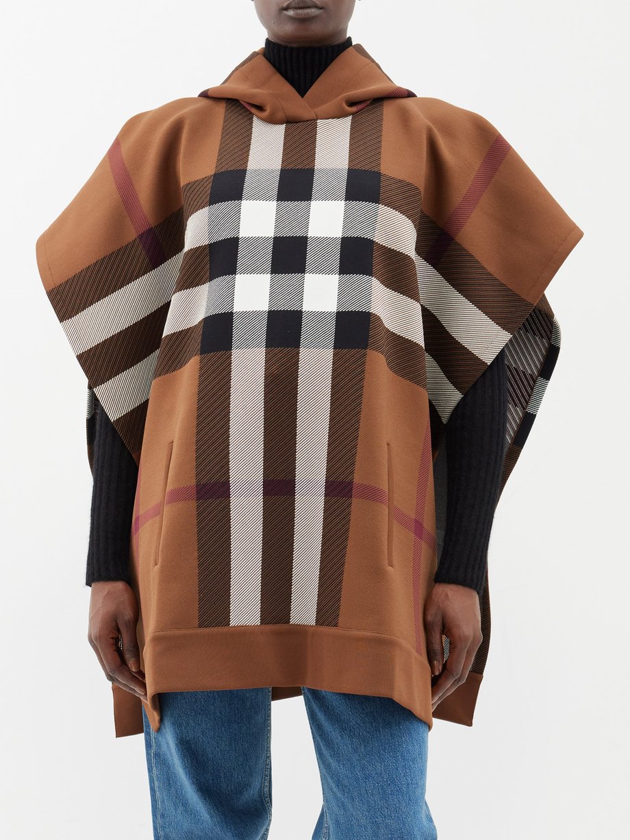 Burberry Checked twill hooded poncho