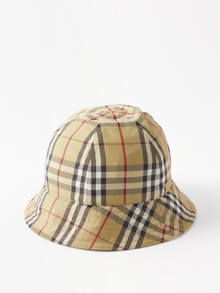 Beige Check canvas bucket hat | Burberry | MATCHES UK