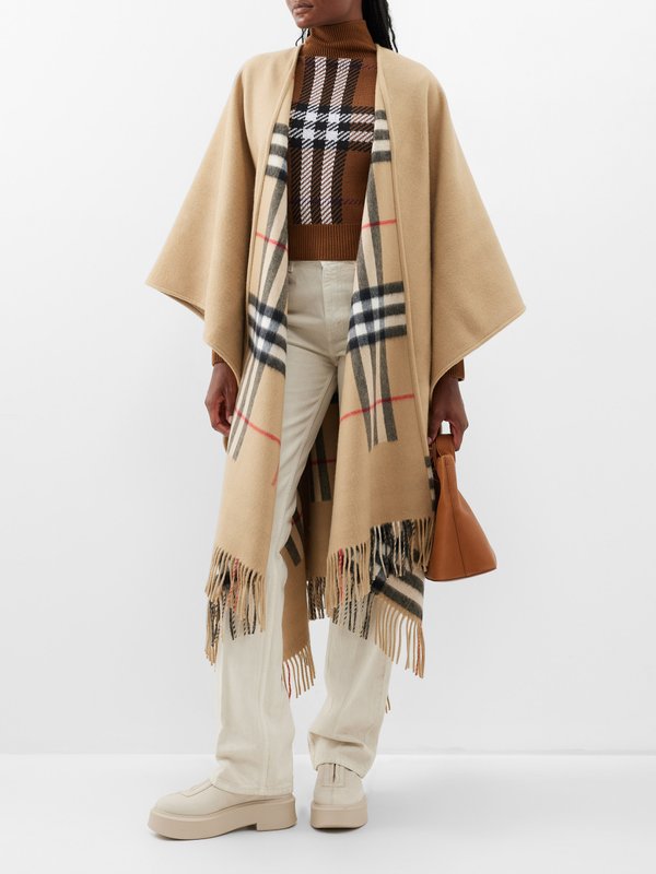 Burberry Reversible checked cashmere-wool poncho