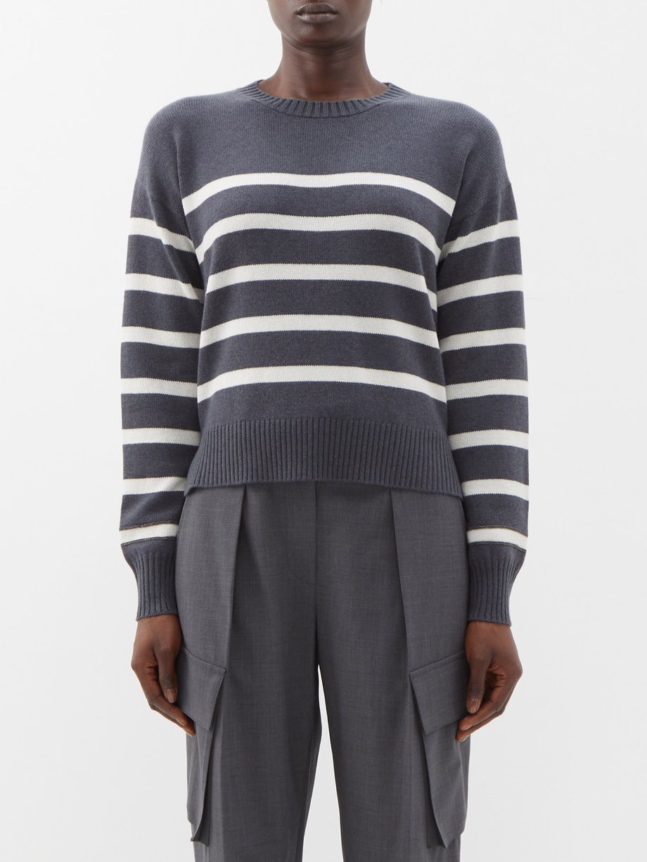 Grey Striped cashmere sweater | Brunello Cucinelli | MATCHES UK