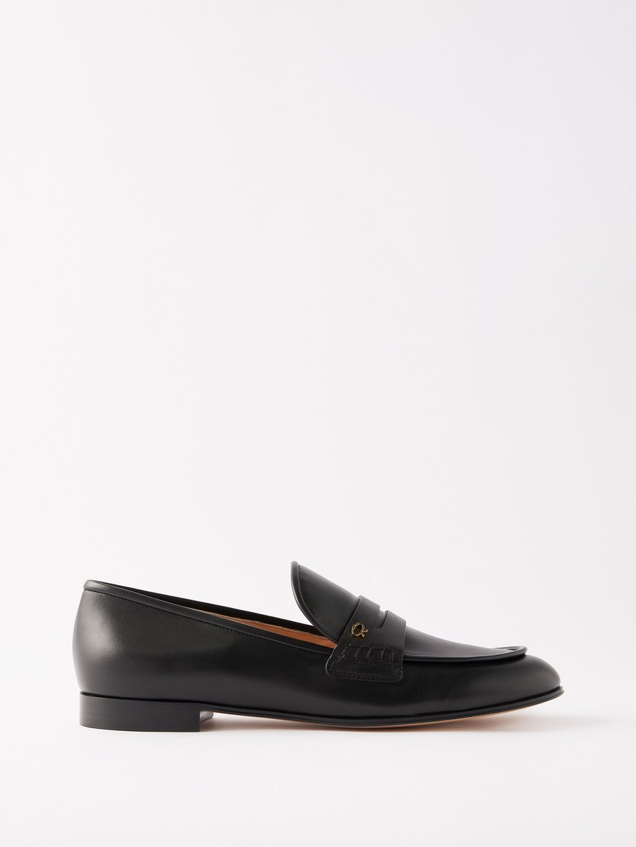 Black Leather penny loafers | Gianvito Rossi | MATCHES UK