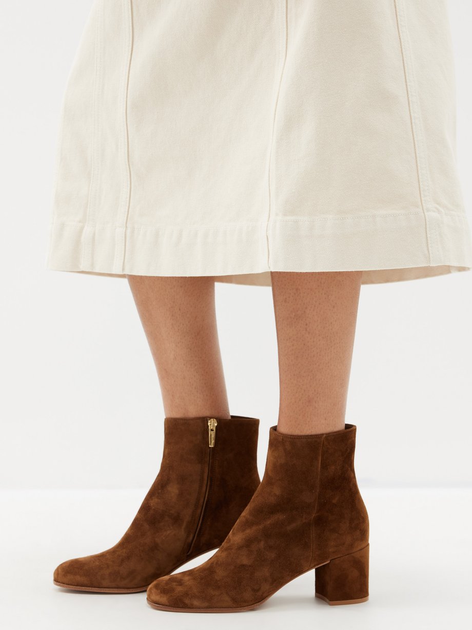 Brown Margaux 60 suede ankle boots | Gianvito Rossi | MATCHES UK