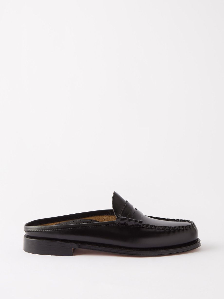 Black Weejun Heritage Larson leather backless loafers | G.H. Bass ...