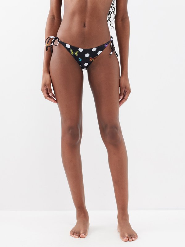 Black X Dua Lipa polka-dot butterfly-print bikini briefs