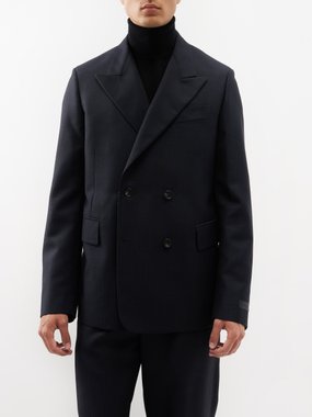 Lanvin Checked double-breasted wool-blend suit jacket