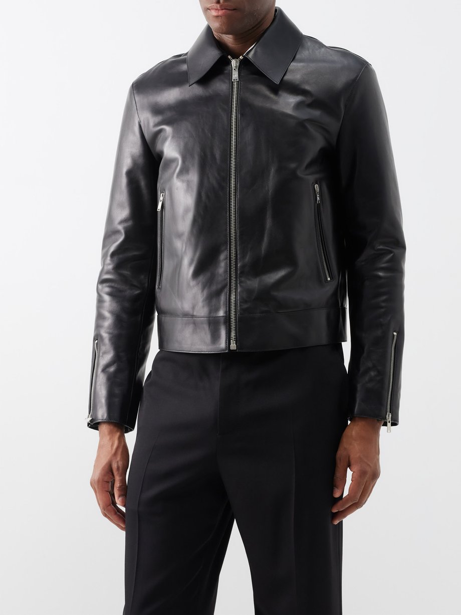 Black Leather jacket | Lanvin | MATCHESFASHION UK