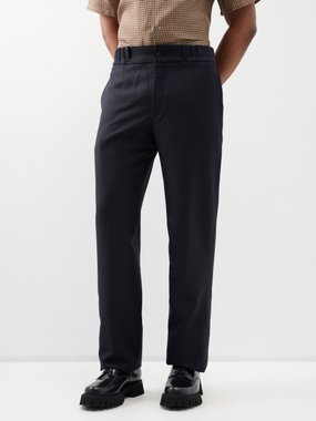 Lanvin Geometric-jacquard wool-blend suit trousers