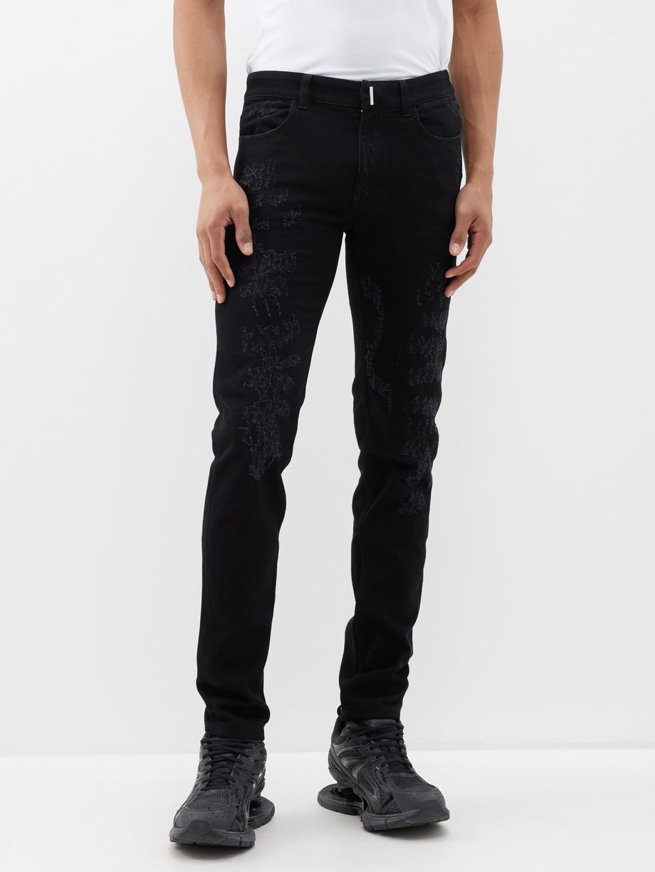 Black Distressed slim-leg jeans | Givenchy | MATCHES UK