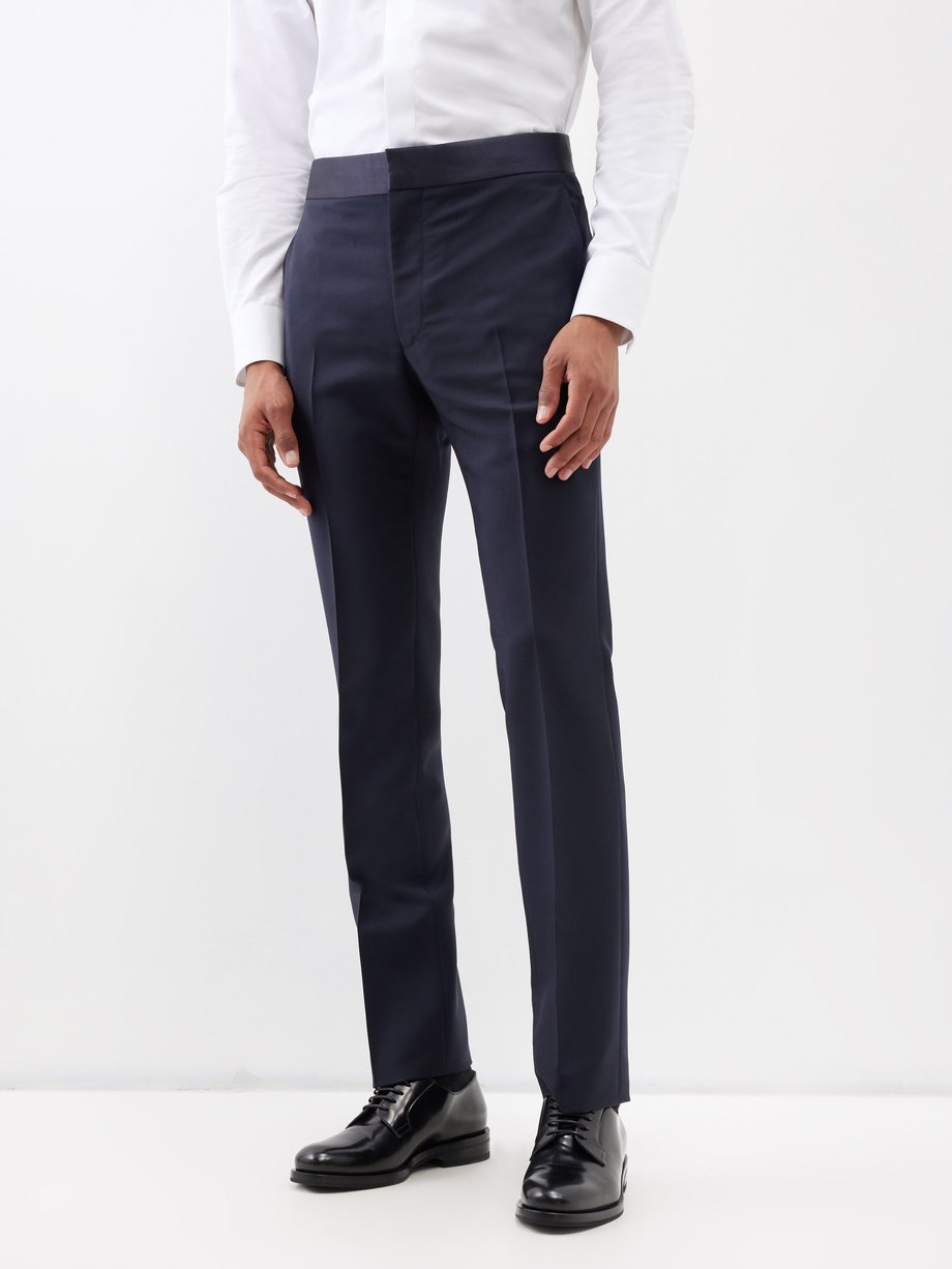 Navy Wool-blend slim-leg suit trousers | Givenchy | MATCHES UK