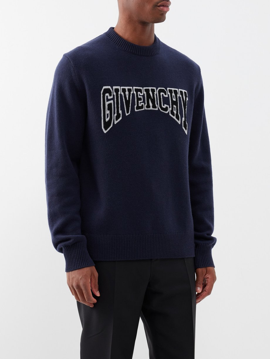 Givenchy // Blue & Black Logo Knit Wool Sweater – VSP Consignment