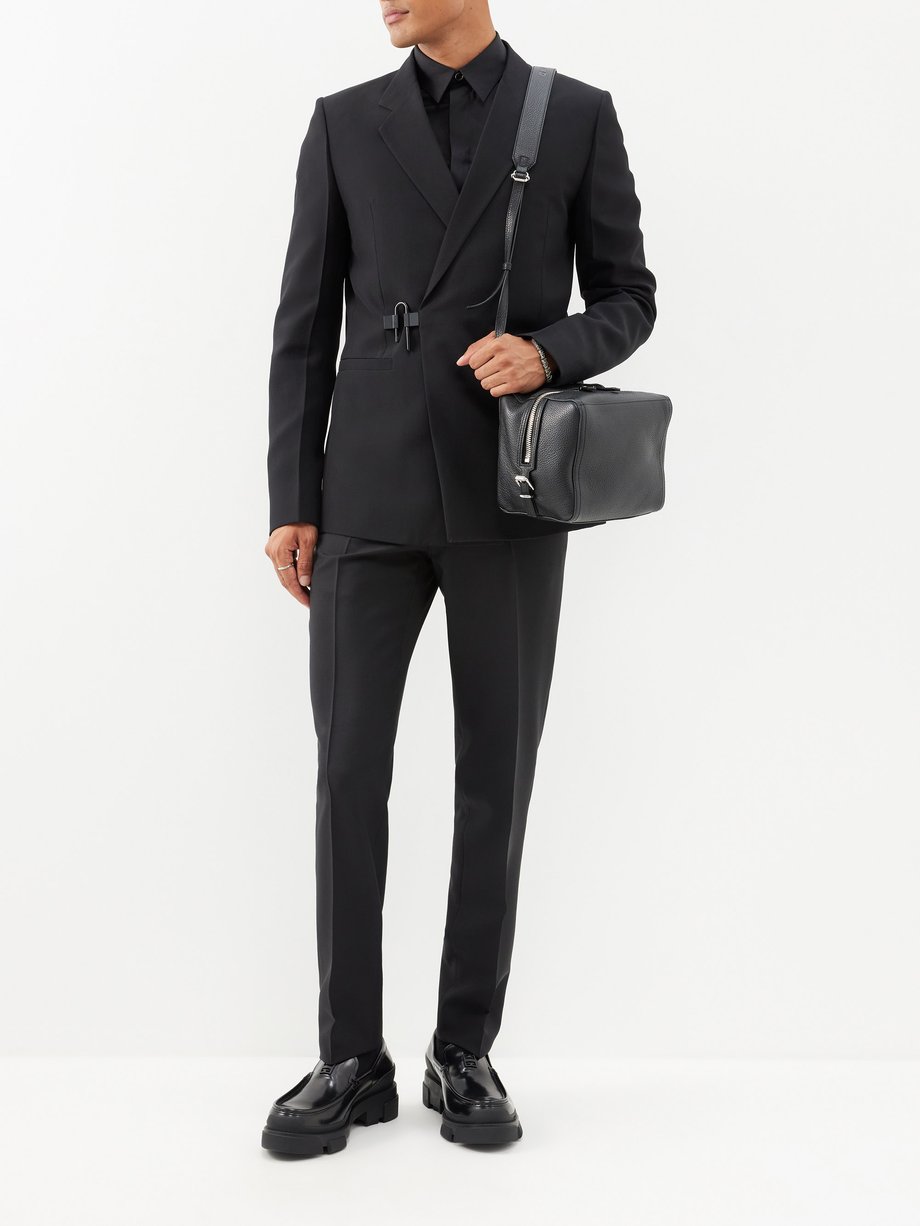 Black U-Lock double-breasted wool suit jacket | Givenchy ...
