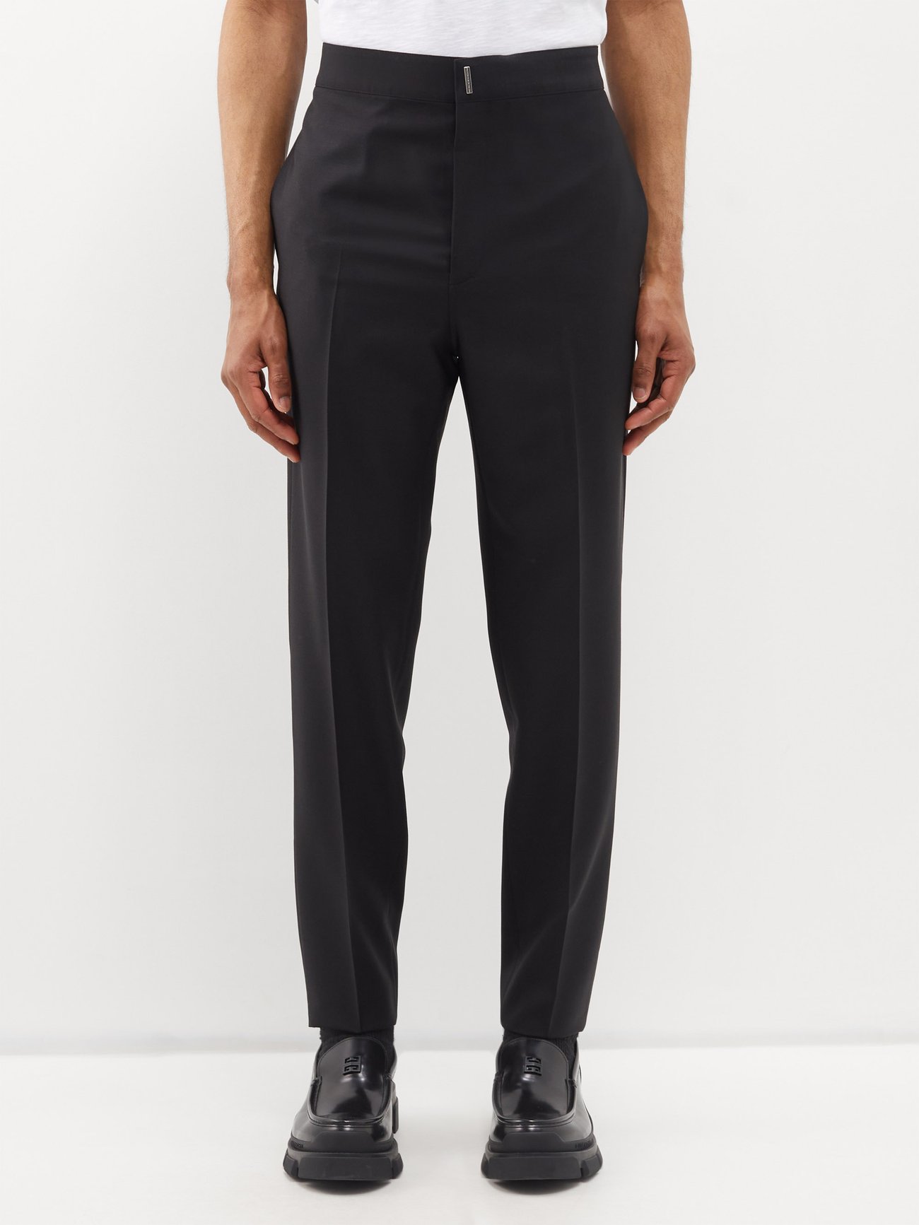 Black Wool-blend straight-leg trousers | Givenchy | MATCHES UK