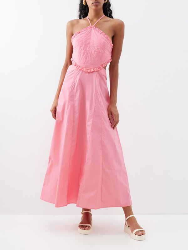 Pink Lila backless cotton maxi dress | Bird & Knoll | MATCHES UK